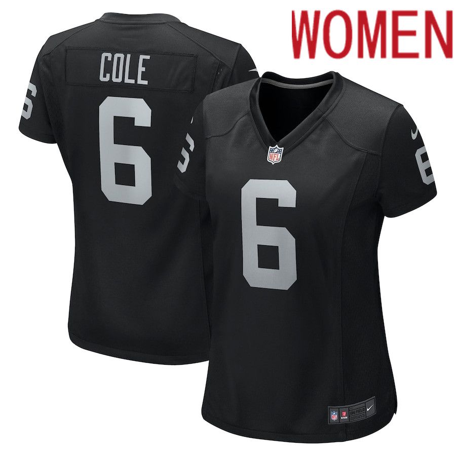 Women Oakland Raiders #6 AJ Cole Nike Black Game NFL Jersey